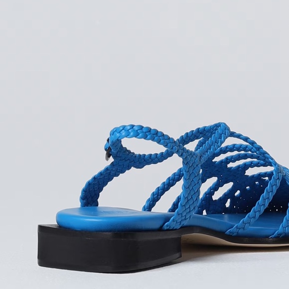 NWT Hereu Barana Woven Mules - Bright Blue Leather Flats - Picture 2 of 3
